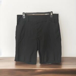 Hilary Radley Women's Mid-Rise Bermuda Shorts Designer Size M Black Normcore